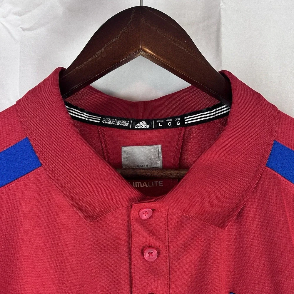 Kansas Jayhawks KU Adidas Climalite Short Sleeve Polo Shirt Men's Size Large Red